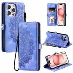 For iPhone 16 Pro Skin Feel Totem Embossed Leather Phone Case(Purple)