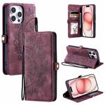 For iPhone 14 Pro Skin Feel Totem Embossed Leather Phone Case(Wine Red)