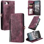 For iPhone 7 / 8 / SE 2022 Skin Feel Totem Embossed Leather Phone Case(Wine Red)