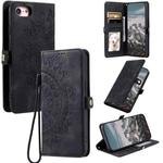 For iPhone 7 / 8 / SE 2022 Skin Feel Totem Embossed Leather Phone Case(Black)