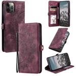 For iPhone 12 / 12 Pro Skin Feel Totem Embossed Leather Phone Case(Wine Red)