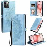 For iPhone 12 / 12 Pro Skin Feel Totem Embossed Leather Phone Case(Blue)