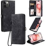 For iPhone 12 / 12 Pro Skin Feel Totem Embossed Leather Phone Case(Black)