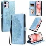 For iPhone 12 mini Skin Feel Totem Embossed Leather Phone Case(Blue)