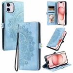 For iPhone 11 Skin Feel Totem Embossed Leather Phone Case(Blue)