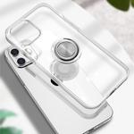 For iPhone 12 / 12 Pro Transparent TPU Protective Case with Metal Ring Holder(Transparent)