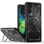 For TCL 50 SE 4G Armor II Series MagSafe Magnetic Holder Phone Case(Black)