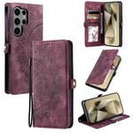 For Samsung Galaxy S25 Ultra 5G Skin Feel Totem Embossed Leather Phone Case(Wine Red)