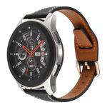 22mm T-shaped Starry Sky Style Litchi Texture Genuine Leather Watch Band(Black)