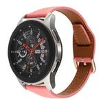 22mm T-shaped Starry Sky Style Litchi Texture Genuine Leather Watch Band(Bright Pink)