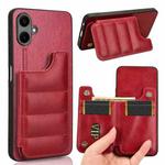 For Samsung Galaxy A06 4G Cow Pattern Sewing Card Bag Phone Case(Red)