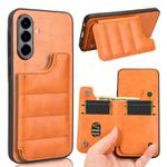 For Samsung Galaxy A56 5G Cow Pattern Sewing Card Bag Phone Case(Orange)
