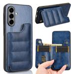 For Samsung Galaxy A56 5G Cow Pattern Sewing Card Bag Phone Case(Blue)