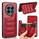 For Realme 13 Pro Cow Pattern Sewing Card Bag Phone Case(Red)