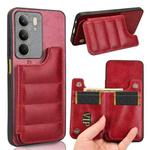 For Realme C75 Cow Pattern Sewing Card Bag Phone Case(Red)