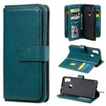 For Samsung Galaxy A11 Multifunctional Magnetic Copper Buckle Horizontal Flip Solid Color Leather Case with 10 Card Slots & Wallet & Holder & Photo Frame(Dark Green)