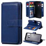 For Samsung Galaxy A20e Multifunctional Magnetic Copper Buckle Horizontal Flip Solid Color Leather Case with 10 Card Slots & Wallet & Holder & Photo Frame(Dark Blue)