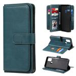 For Samsung Galaxy A21s Multifunctional Magnetic Copper Buckle Horizontal Flip Solid Color Leather Case with 10 Card Slots & Wallet & Holder & Photo Frame(Dark Green)