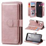 For Samsung Galaxy A40 Multifunctional Magnetic Copper Buckle Horizontal Flip Solid Color Leather Case with 10 Card Slots & Wallet & Holder & Photo Frame(Rose Gold)