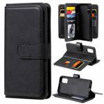 For Samsung Galaxy A41 Multifunctional Magnetic Copper Buckle Horizontal Flip Solid Color Leather Case with 10 Card Slots & Wallet & Holder & Photo Frame(Black)