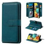 For Samsung Galaxy A51 (5G) Multifunctional Magnetic Copper Buckle Horizontal Flip Solid Color Leather Case with 10 Card Slots & Wallet & Holder & Photo Frame(Dark Green)