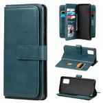For Samsung Galaxy A71 (5G) Multifunctional Magnetic Copper Buckle Horizontal Flip Solid Color Leather Case with 10 Card Slots & Wallet & Holder & Photo Frame(Dark Green)