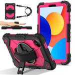 For Xiaomi Redmi Pad SE 8.7 Contrast Color Robot Silicone Hybrid PC Tablet Case(Black Rose Red)
