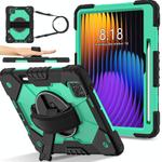 For Xiaomi Pad 7 / 7 Pro 2024 Contrast Color Robot Silicone Hybrid PC Tablet Case(Black Mint Green)