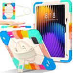For Xiaomi Pad 7 / 7 Pro 2024 Contrast Color Robot Silicone Hybrid PC Tablet Case(Colorful Blue)