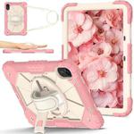 For Xiaomi Redmi Pad 2 11 2025 Contrast Color Robot Silicone Hybrid PC Tablet Case(Rose Gold Beige)