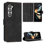 For Samsung Galaxy Z Fold5 Dream Triangle Folding Leather Phone Case with Lanyard(Black)