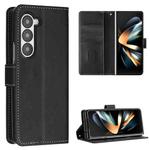 For Samsung Galaxy Z Fold6 Stitching Calf Texture Buckle Folding Leather Phone Case(Black)