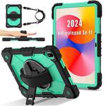 For Huawei MatePad SE 11 2024 Contrast Color Robot Silicone Hybrid PC Tablet Case(Black Mint Green)