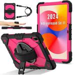 For Huawei MatePad SE 11 2024 Contrast Color Robot Silicone Hybrid PC Tablet Case(Black Rose Red)