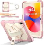 For Huawei MatePad SE 11 2024 Contrast Color Robot Silicone Hybrid PC Tablet Case(Rose Gold Beige)