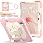 For Huawei MatePad Air 12 2024 Contrast Color Robot Silicone Hybrid PC Tablet Case(Rose Gold Beige)