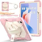For Huawei MatePad 11.5 S Contrast Color Robot Silicone Hybrid PC Tablet Case(Rose Gold Beige)