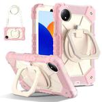 For Xiaomi Redmi Pad SE 8.7 Contrast Color Robot Silicone Hybrid PC Tablet Case(Rose Gold Beige)