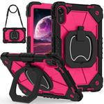 For Xiaomi Redmi Pad 2 11 2025 Contrast Color Robot Silicone Hybrid PC Tablet Case(Black Rose Red)