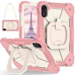For Xiaomi Redmi Pad 2 11 2025 Contrast Color Robot Silicone Hybrid PC Tablet Case(Rose Gold Beige)