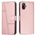 For Samsung Galaxy F06 5G / M06 5G Stitching Calf Texture Buckle Leather Phone Case(Rose Gold)