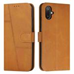 For Samsung Galaxy F06 5G / M06 5G Stitching Calf Texture Buckle Leather Phone Case(Yellow)