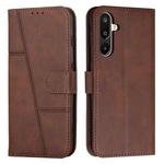 For Samsung Galaxy F16 5G / M16 5G Stitching Calf Texture Buckle Leather Phone Case(Brown)