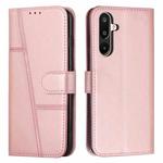 For Samsung Galaxy F16 5G / M16 5G Stitching Calf Texture Buckle Leather Phone Case(Rose Gold)