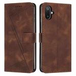 For Samsung Galaxy F06 / M06 5G Dream Triangle Leather Phone Case with Long  Lanyard(Brown)