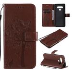 For LG K61 Tree & Cat Embossed Pattern Horizontal Flip Leather Case with Holder & Card Slots & Wallet & Lanyard(Coffee)