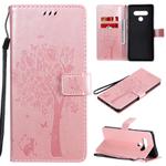 For LG Stylo 6 Tree & Cat Embossed Pattern Horizontal Flip Leather Case with Holder & Card Slots & Wallet & Lanyard(Rose Gold)