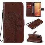 For Huawei Honor X10 5G Tree & Cat Embossed Pattern Horizontal Flip Leather Case with Holder & Card Slots & Wallet & Lanyard(Coffee)