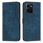 For HMD Pulse Pro Skin Feel Stripe Pattern Leather Phone Case with Long Lanyard(Blue)