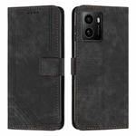 For HMD Pulse Pro Skin Feel Stripe Pattern Leather Phone Case with Long Lanyard(Black)